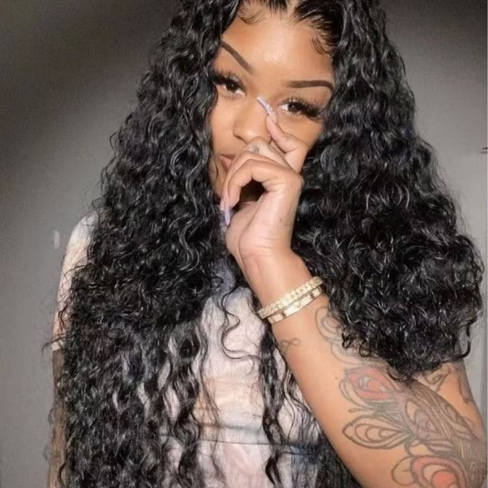 Wig European and American small curly wigs simulated human hair headpiece African grain curly wig headpiece