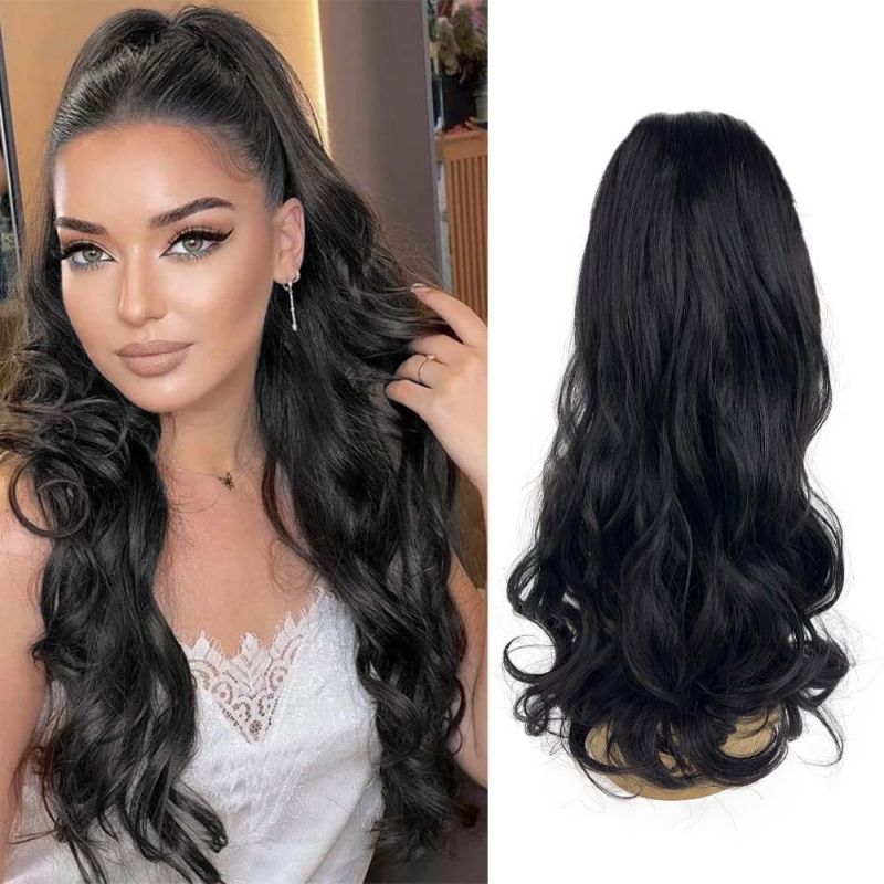 Wig ponytail with large waves, elastic mesh, drawstring mesh pocket style, ponytail synthetic wig, ponytail wigs