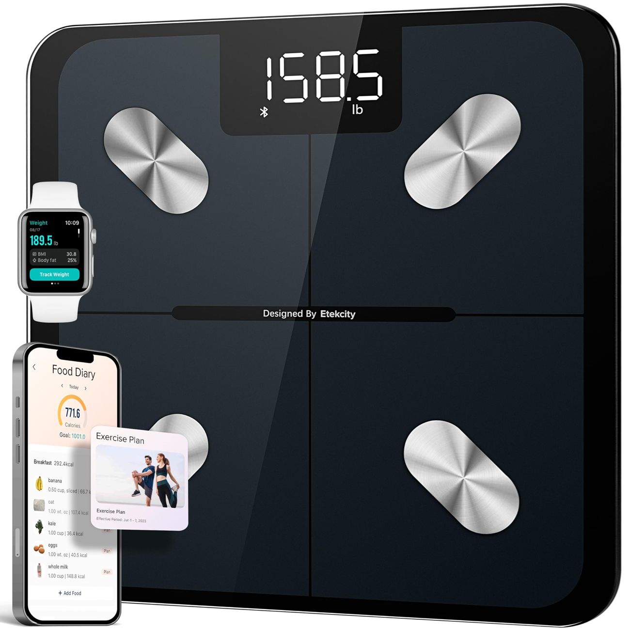 Smart Scale for Body Weight FSA HSA Store Eligible, Bathroom Digital Weighing Scale with BMI, Body Fat, Muscle Mass, Accurate Bluetooth Home User Health Equipment Sync Apps