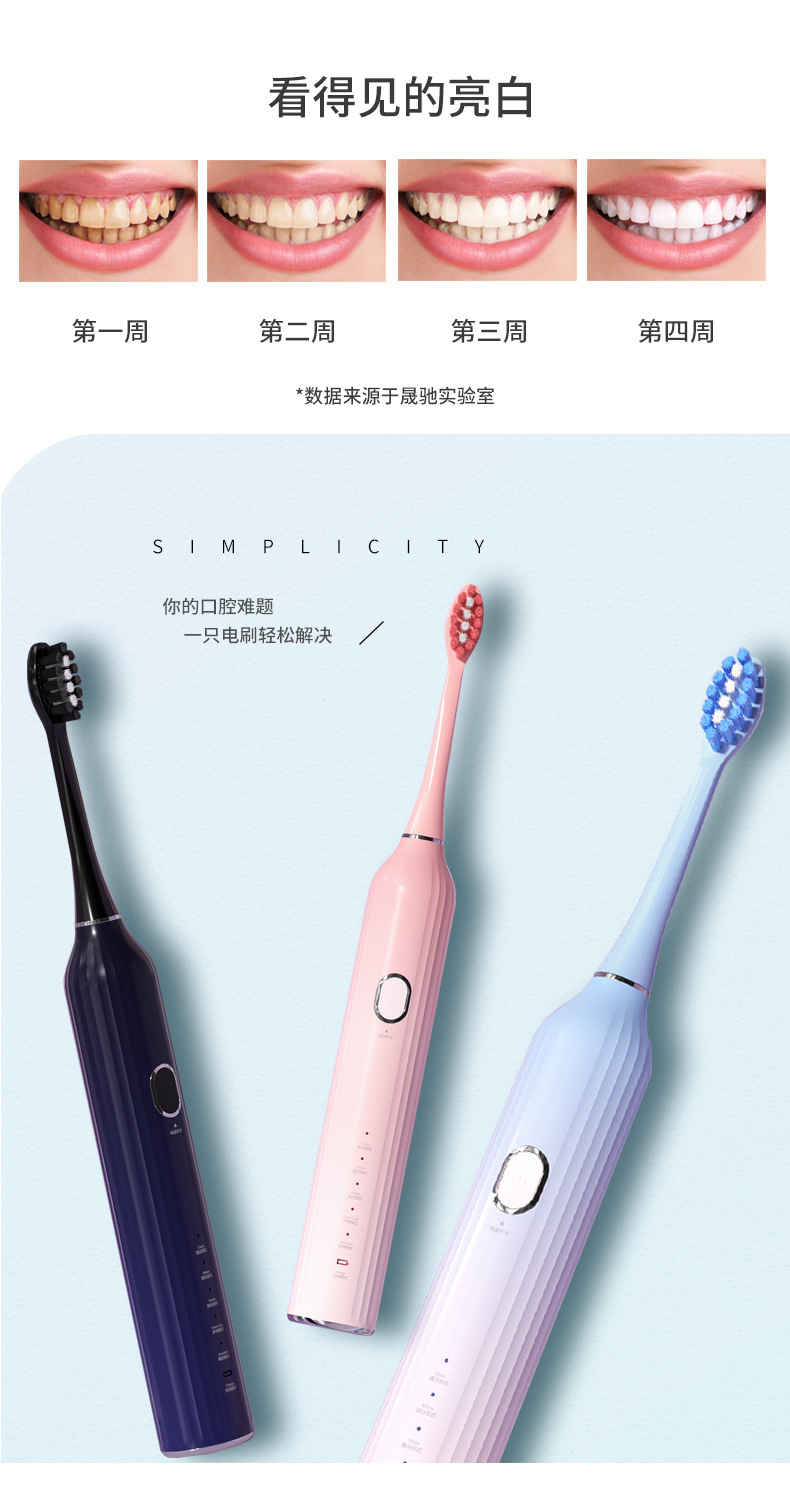 Powerful Ultrasonic Electric Toothbrush USB Charge Rechargeable Tooth Brush Washable Electronic Teeth Brush
