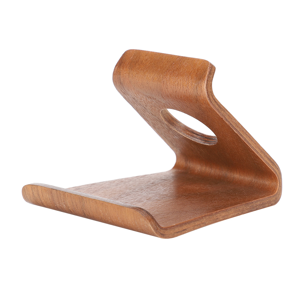 Portable Mobile Phone Stand Desktop Bedside Tablet Computer for iPads Stand Wooden(Nut‑brown )