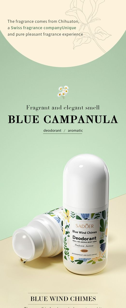 【2 bottles = 74.92GHS, 5 bottles = 155.09GHS】Lanfengling Roll-on Deodorant Small portable roller deodorant