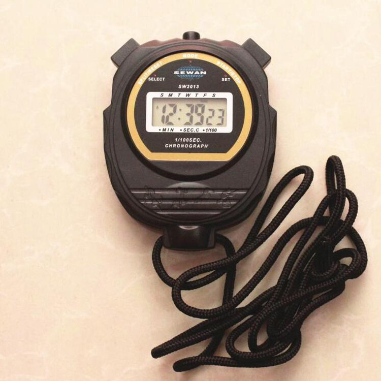 #2013 Digital Professional Handheld LCD Handheld Sports Stopwatch Timer Stop Watch With String For Sports