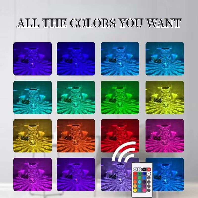 USB rechargeable water drop shape crystal table lamp bedroom dining table touch acrylic warm romantic atmosphere night light16 color+RGB remote control