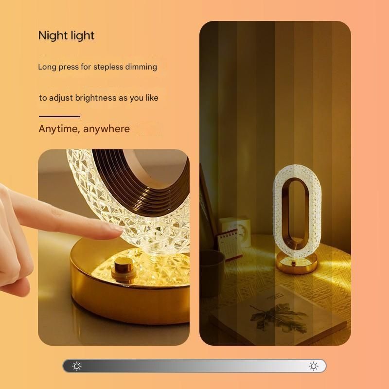 Crystal ring decorative lamp high-end light luxury room living room table lamp touch sensor atmosphere lamp night light