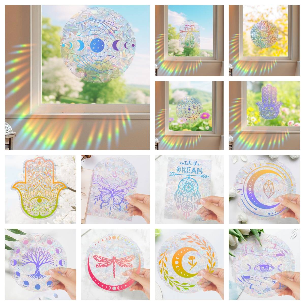Amazon New Plant, Flower, Animal and Sunlight Catcher Static Glass Sticker - Bird - proof Glass Sticker