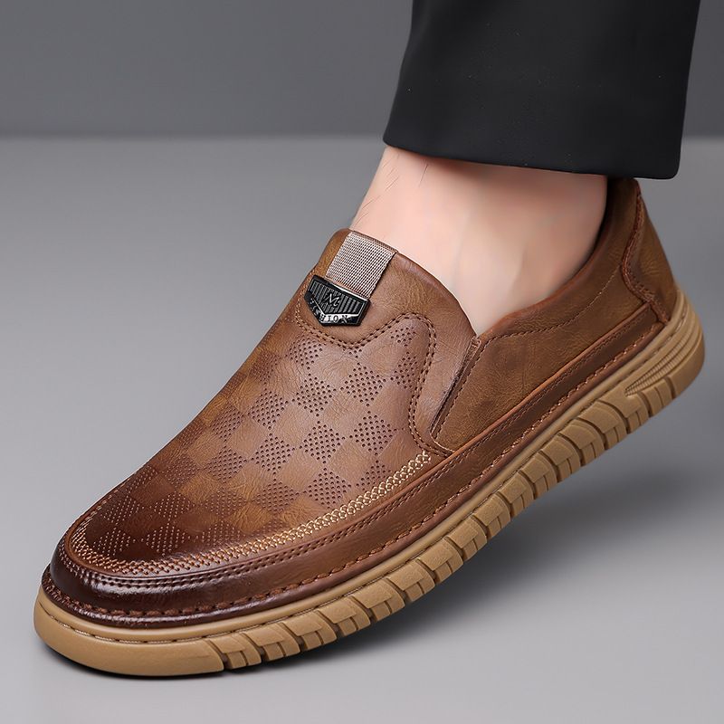 Men's Handmade Stitched Casual Shoes - Soft Sole Slip-Ons for Comfort & Easy Wear