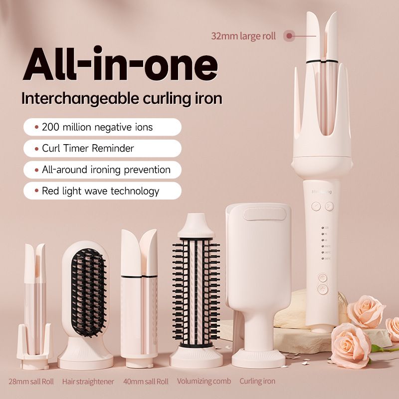 Five-in-one head changing curling iron super large curling big wave egg roll negative ion fluffy automatic curling iron