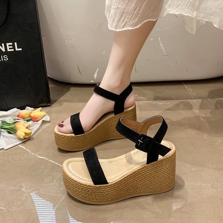 Big size 2024 summer new platform platform platform suede sandals for women 1699