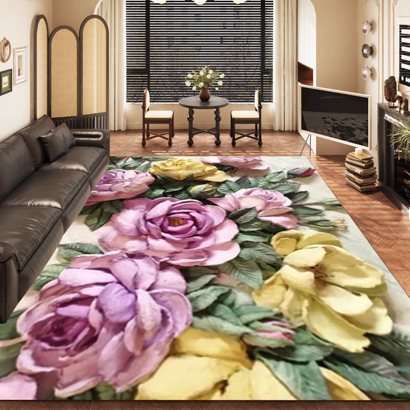 Chinese style 3D printed carpet, flower printed carpet, crystal velvet bedroom carpet, living room bedside mat 40*60cm,50*80cm,60*90cm