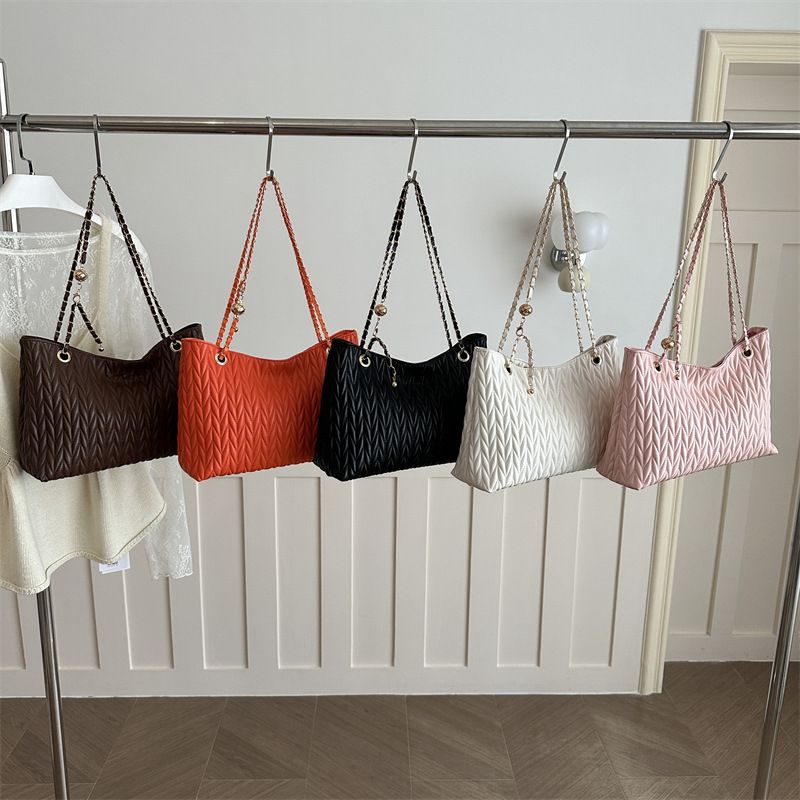 Women's Quilted PU Leather Tote Bag, 30.5x21.5cm Large Capacity Chain Shoulder Bag, Elegant Work & Daily Handbag
