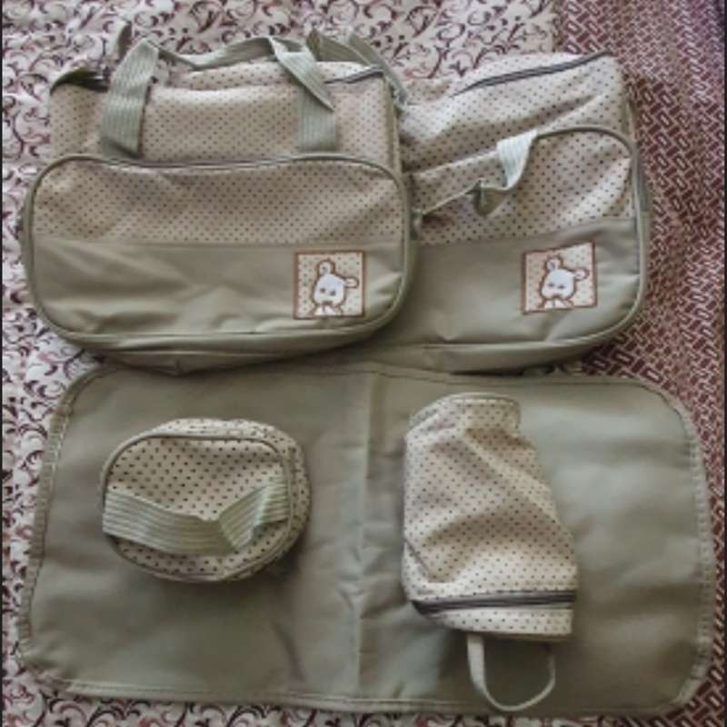 5Pcs/set Diaper Bag Suits For Mom Baby Bottle Holder Mummy Cart Pram Nappy Stroller Maternity Trolley Nappy Bag Sets