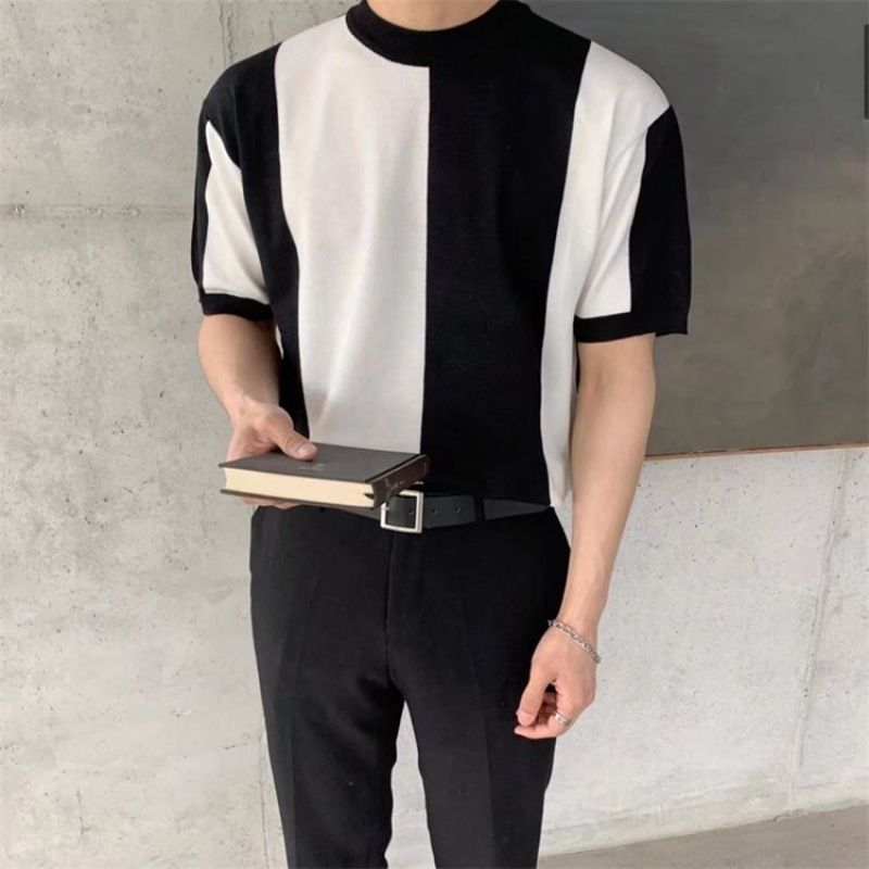 3333 Men's ice silk short-sleeved t-shirt new summer t-shirt men's knitted round neck short T-shirt