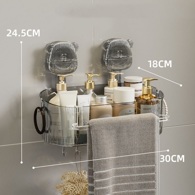 Suction cup storage rack for bathroom, toilet, washroom - seamless, no drilling, lightweight and luxurious cosmetic sink wall-mounted storage box