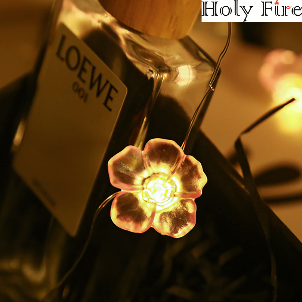 Holy Fire 20Leds 2m LED Lights Pink Cherry Blossom String Lights Christmas Holiday Party Decor Led Light Garland Sakura Hanging Light String
