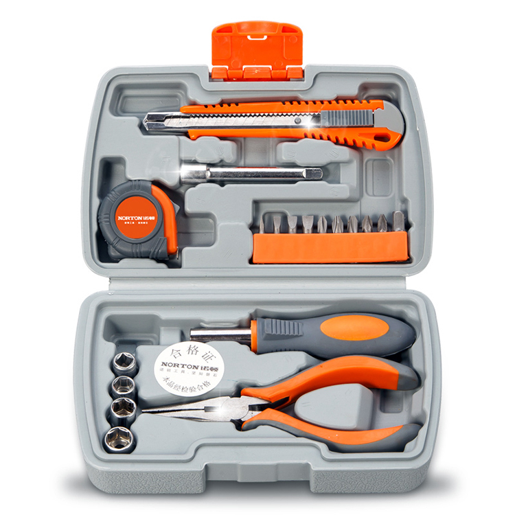 NT-6005 9 Piece Tool Set-General Household Hand Tool Kit,Auto Repair Tool Set, with Plastic Toolbox Storage Case