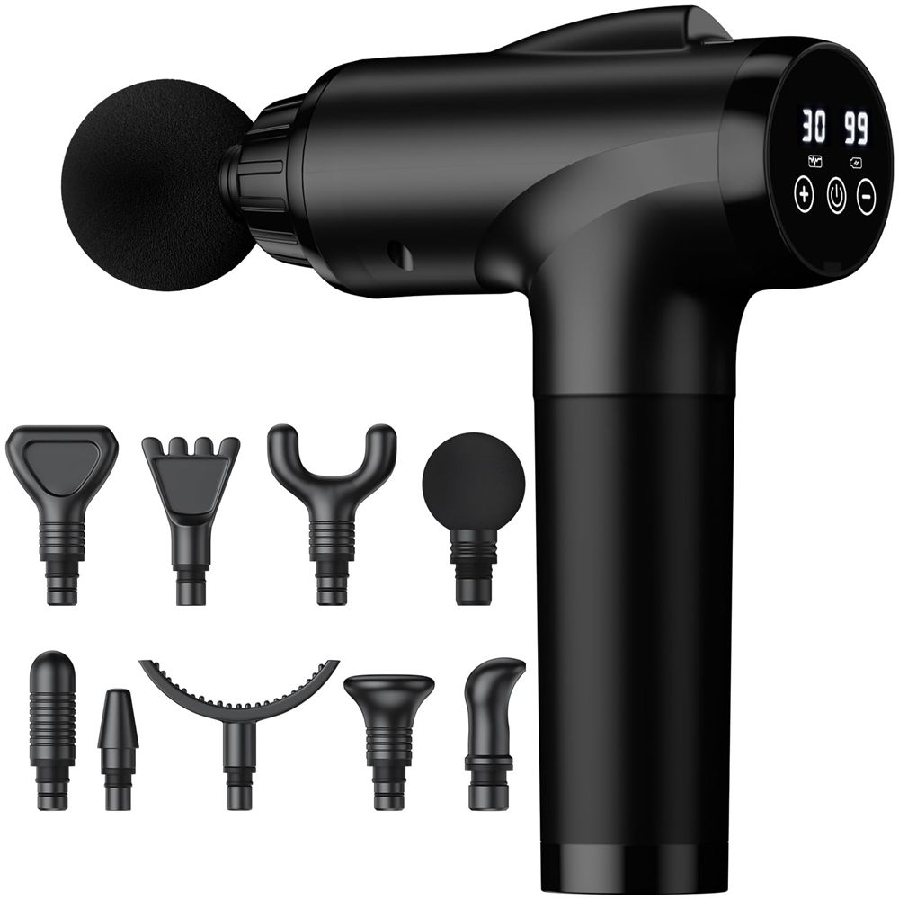 Massage Gun Deep Tissue, Handheld Electric Muscle Massager, High Intensity Percussion Massage Device for Pain Relief with 9 Attachments & 30 Speed(Grey)