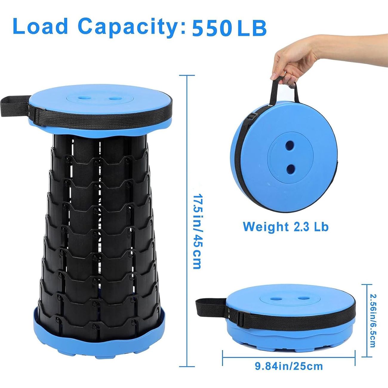 Foldable Telescoping Stool Portable, Retractable Stool for Adults, Upgraded Collapsible Folding Seats with Load Capacity 550lbs, Camping Stools for Adults