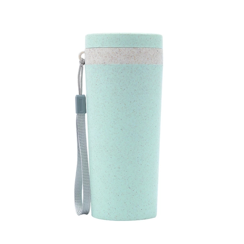 1PC 300ML Wheat Straw Double Insulated Gift Mug Tumbler with Lid Eco-friendly Travel Mug Coffee Winter Thermos Cup
