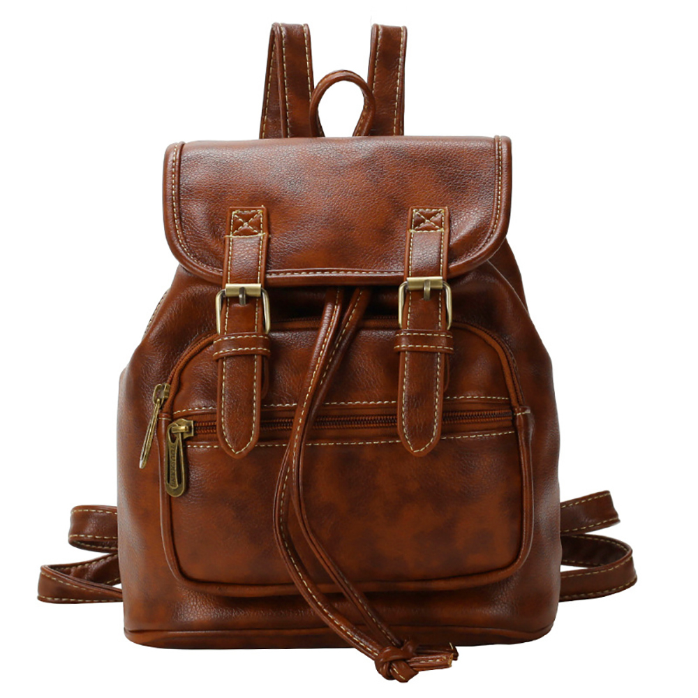 lady's forest style backpack large capacity vintage girl leather bag