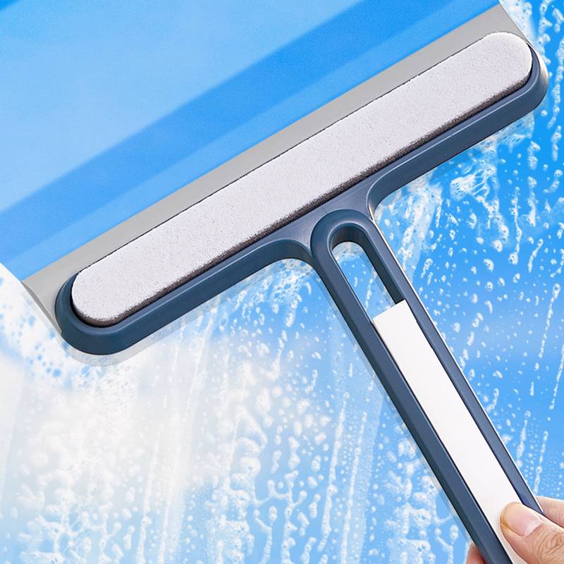 NC-96321 2In1 Soft Silicone Glass Wiper Scraper Window Sill Gap Cleaning Brush Sponge Kitchen Bathroom Glass Car Mirror Cleaning Tools

