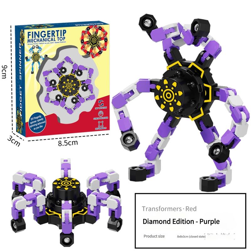 Fidget gyroscope toys luminous deformation changeable mechanical finger gyroscope decompression artifact children's spinning fun boyLuminous purple