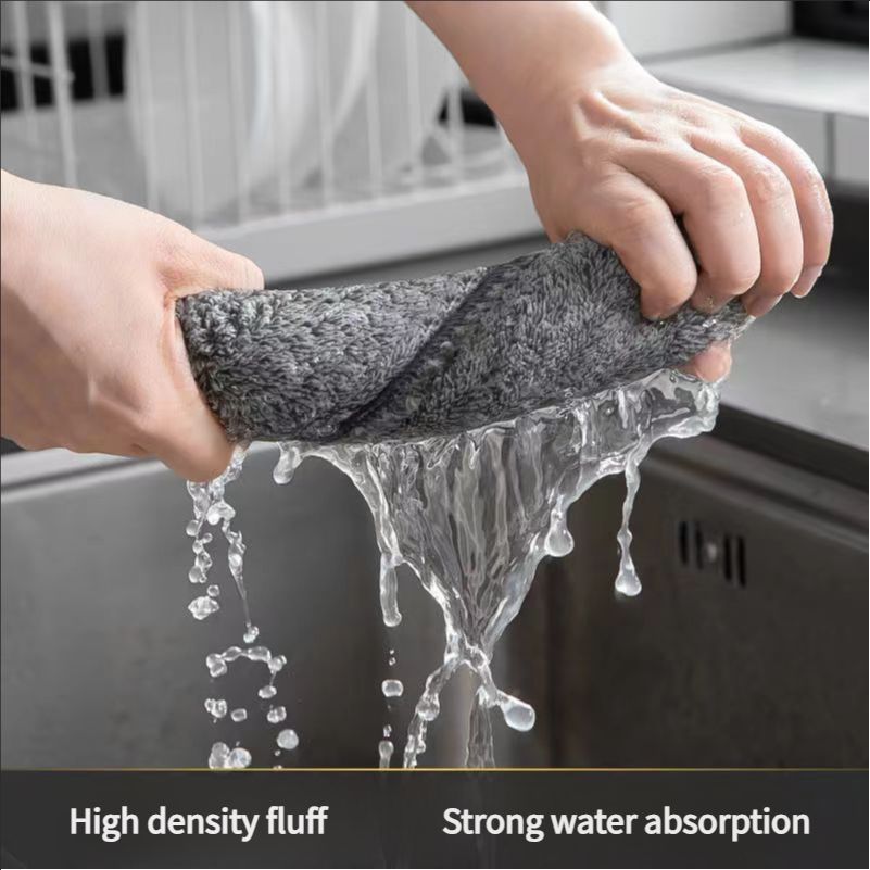New Japanese style bamboo charcoal fiber cloth for cleaning, soft household dishwashing towels, kitchen supplies, thickened absorbent towels