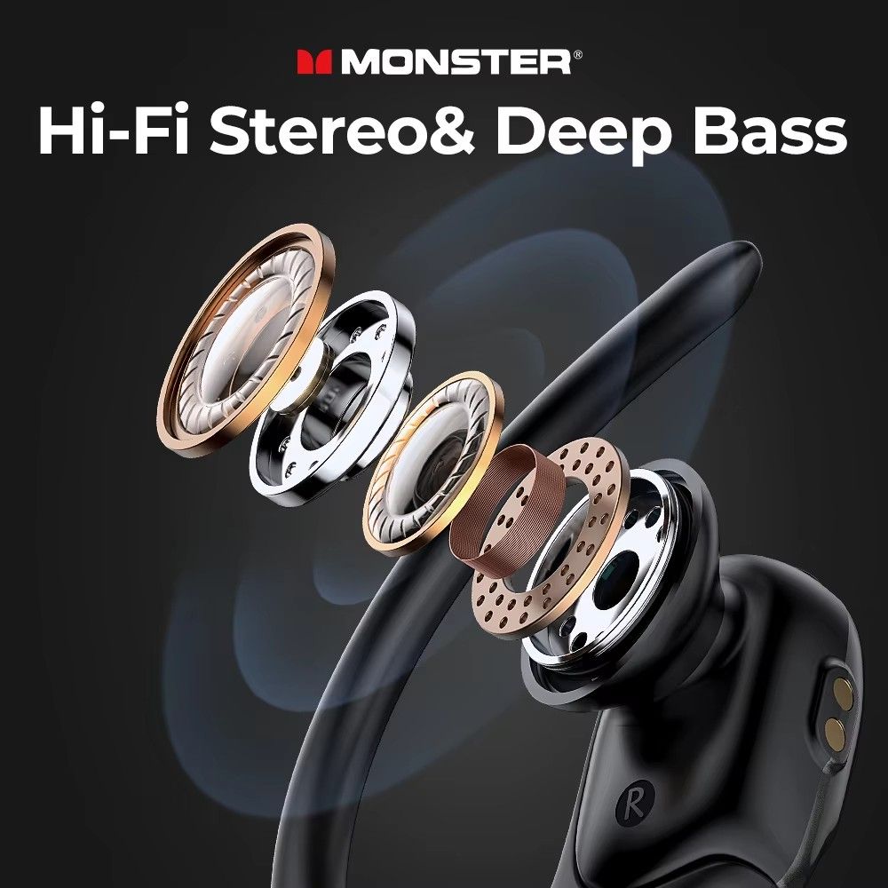 Monster Clear Talk ear hook TWS Earphones BT5.3 Wireless Headphones ENC Noise Reduction hang ear Waterproof Headsets