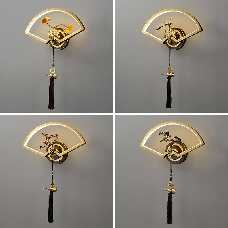 OUFULA Wall Lamp Amazon Modern Chinese Style Vintage Creative Design Wall Light LED Decorative Brass Sconce