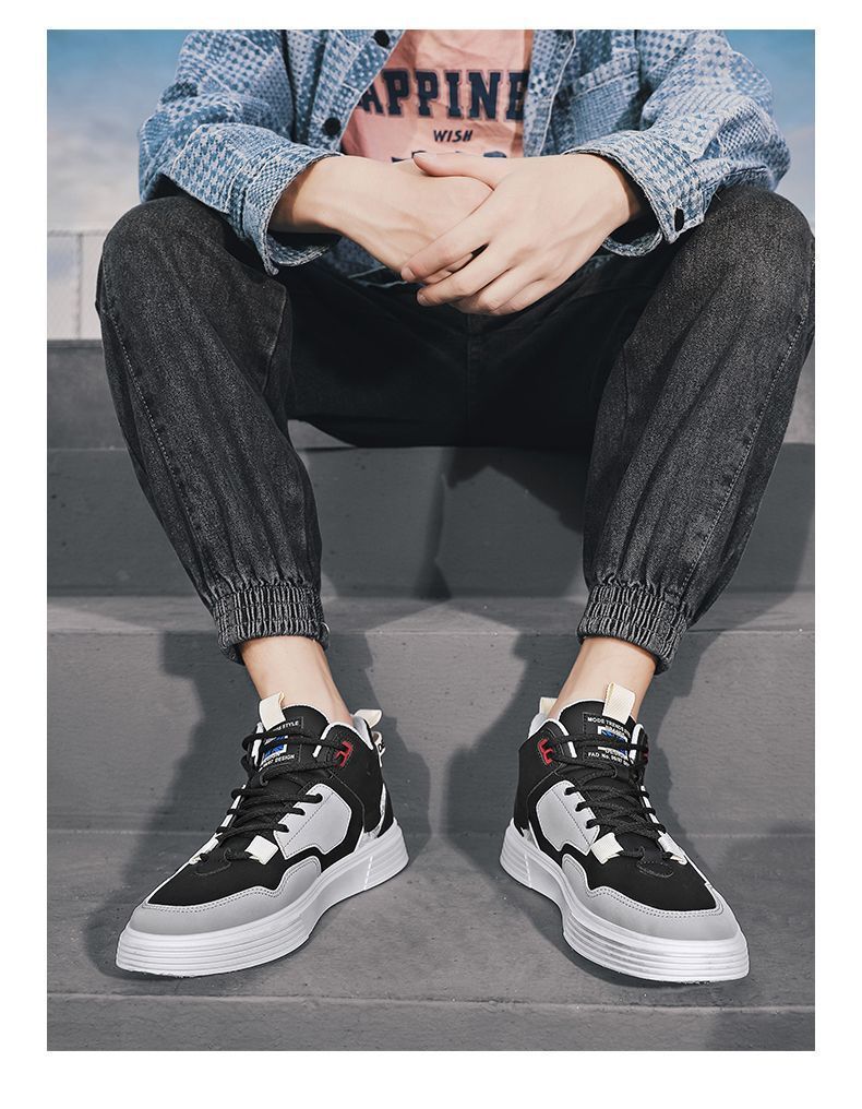 Skateboarding Shoe New High Top Shoes for Spring Summer Men's Flat Bottomed Board Shoes Trendy Versatile Student Casual Single Shoes for Men