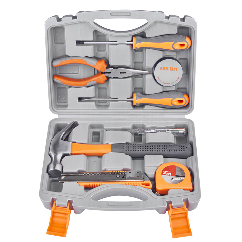 NT-2000V 9 Piece Tool Set-General Household Hand Tool Kit,Auto Repair Tool Set, with Plastic Toolbox Storage Case