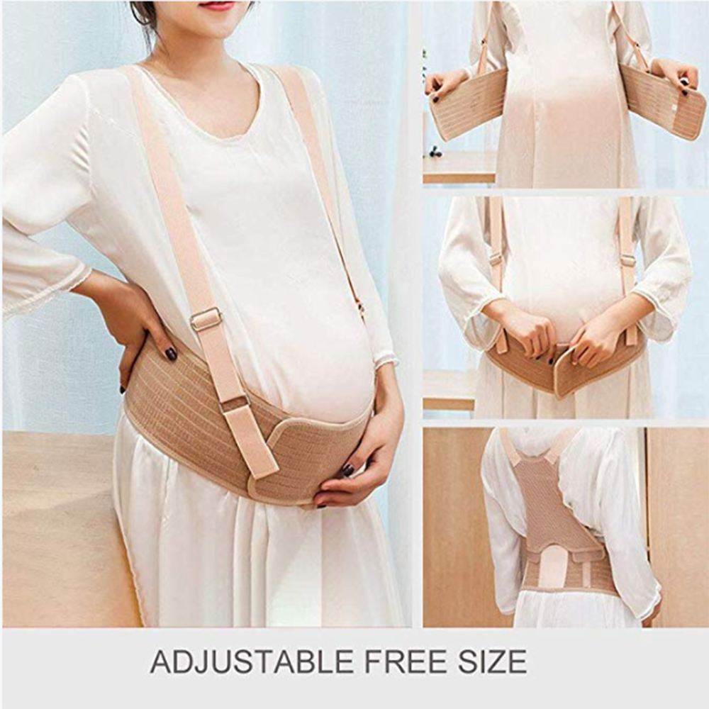 Maternity Belt with Shoulder Straps, Elastic Pregnancy Belly Band for