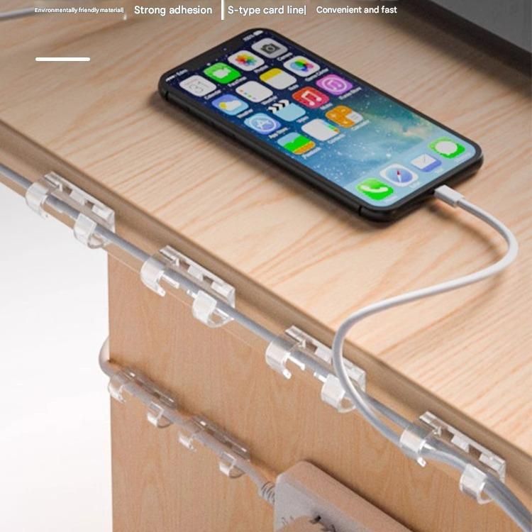 No Drill Cable Organizer Clips, Self-Adhesive Wire Holder, Data Line Cord Fixer for Wall Routing Power Strip Ethernet Cable Management
