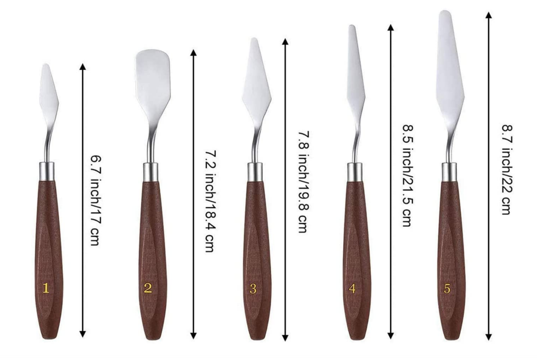 7 Pieces Painting Knife Set Spatula Palette Knife Stainless Steel Painting  Mixing Scraper Oil Painting Accessories with Wood Handle for Art and Paint