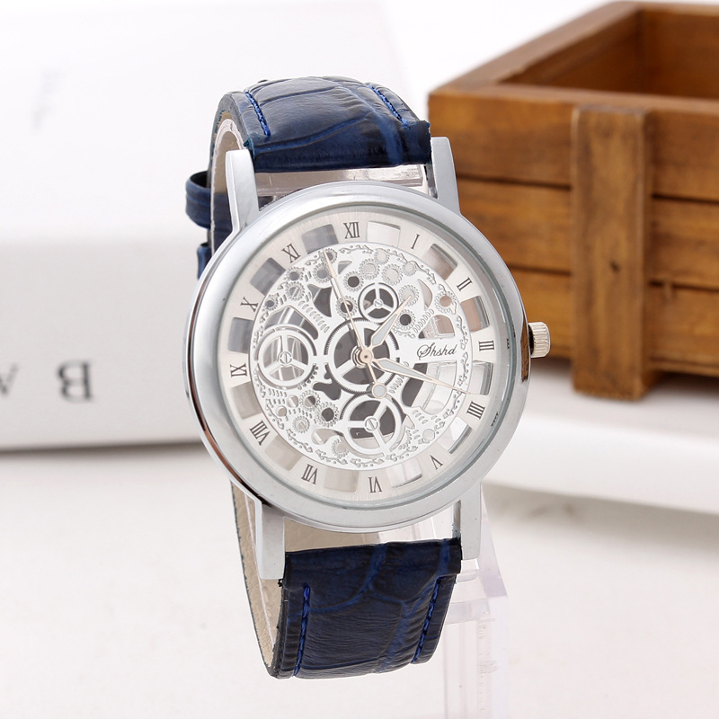1071# Watch For Men PU Leather Band Hollowing out Analog Alloy Quartz Wrist Watches women Watch Clock