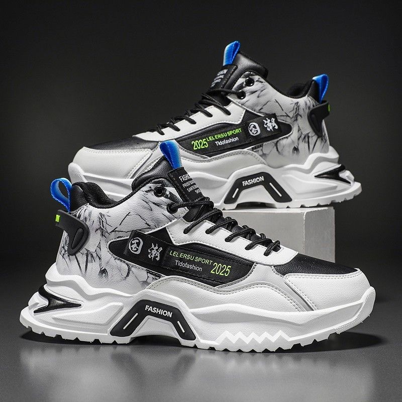 A760 New Breathable High Top Sports Shoes for Men's Korean Edition Versatile Elevated Running Dad Trendy Shoes