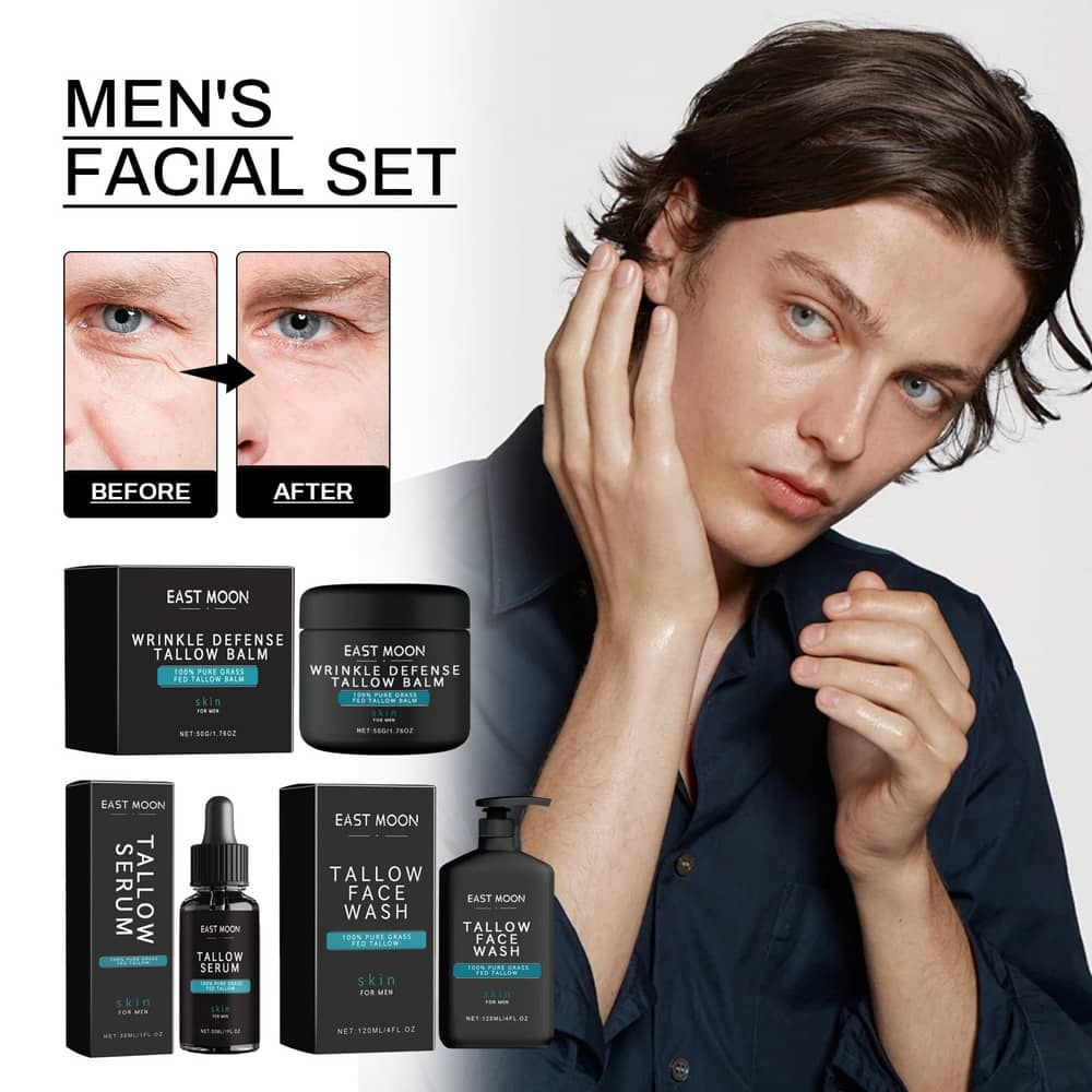 EAST MOON Men's Face Skin Care Sets, Hydrate Moisturizer Facial Skincare Products Kit Cleanser +Toner +Lotion Beauty Makeup Set