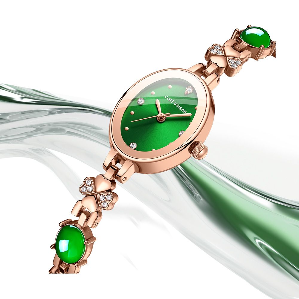 R5021L Women's Elegant Watches Bracelet Dial Ladies Fashion Dress Four-Leaf Clover Quartz Wrist Watch Oval Mini Women Bracelet Watch Waterproof