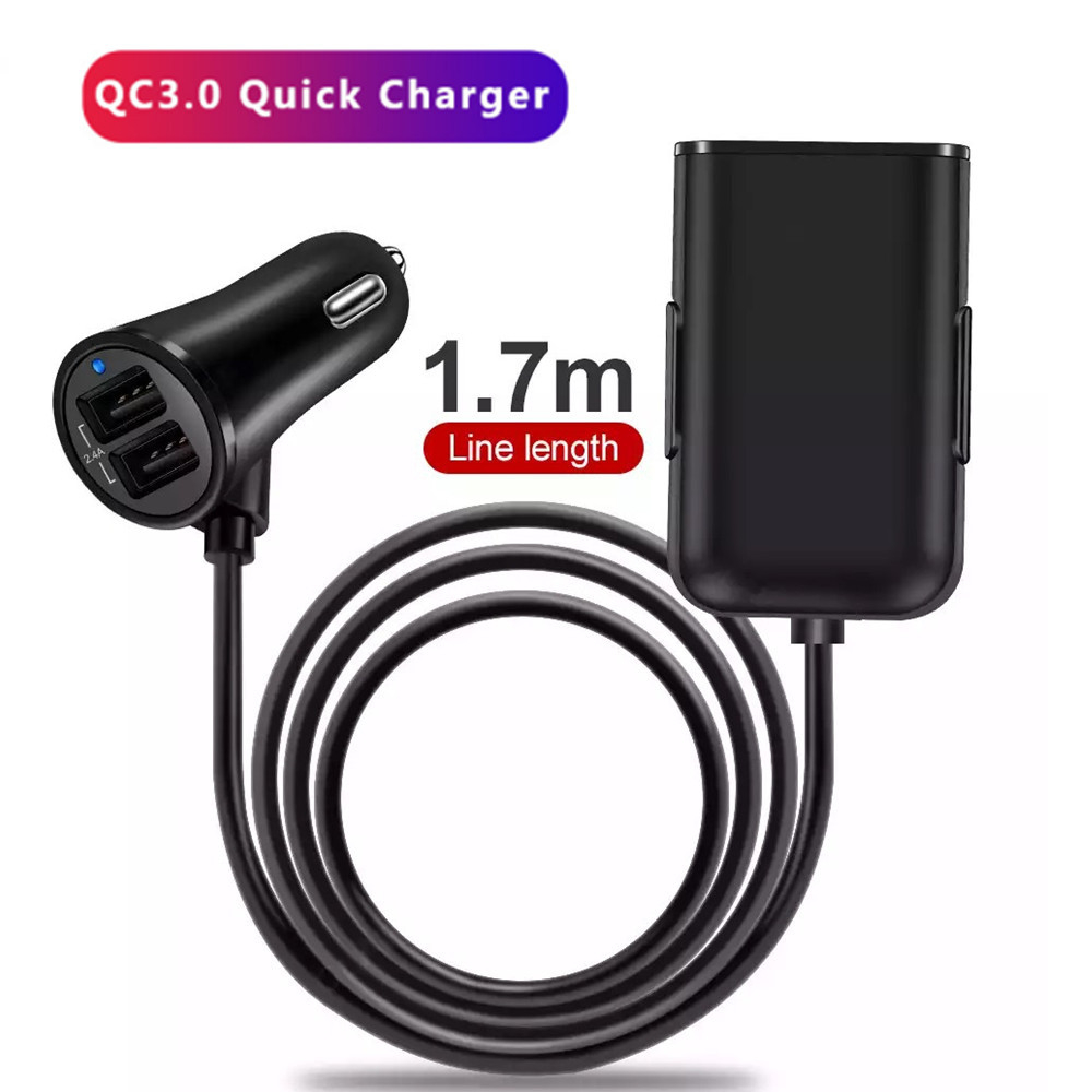 4 Multi Ports Super Fast Car Charger, 43W USB C Car Charger QC 3.0 Type C Multi Car Charger Adapter