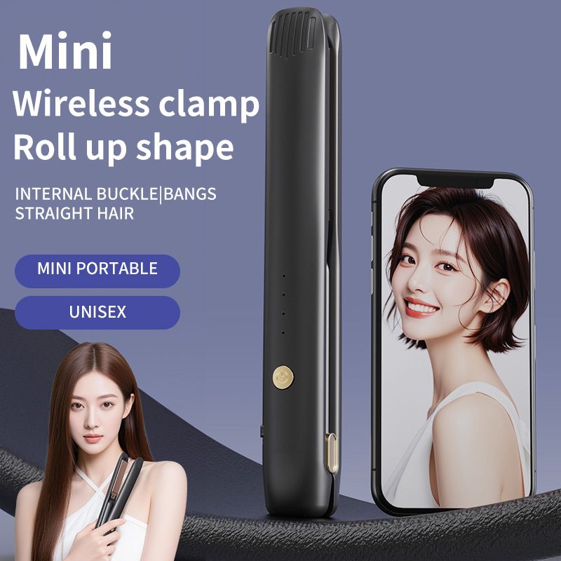 New Wireless Rechargeable 2in1 Hair Styling Iron, DualUse for Straightening and Curling, Convenient for Bangs, Innerflip Hairstyle Making, Compact Portable Design, Handheld Hair Styling Tool for Home and Travel Use