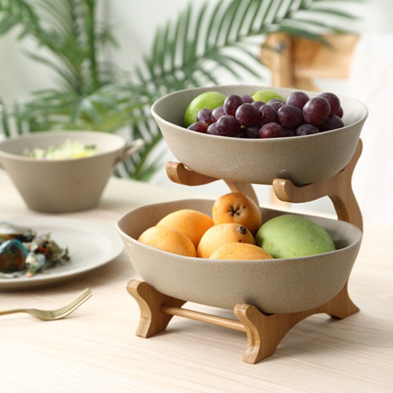Nordic minimalist ceramic fruit plate creative double layer dessert plate candy plate rack party plate