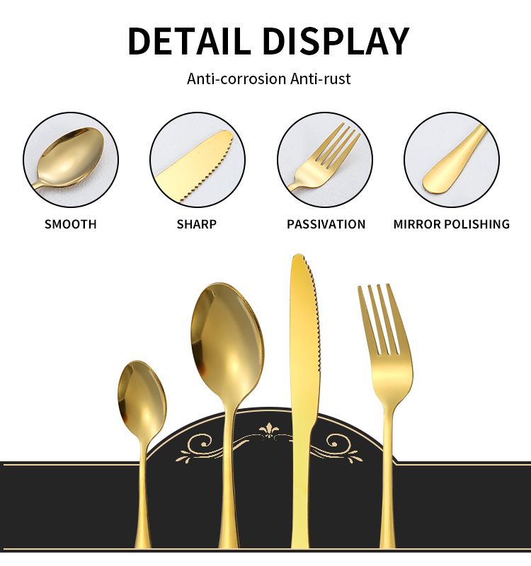 Stainless steel knife, fork and spoon 1010 tableware set hotel restaurant steak knife dessert spoon 24 pieces gift box