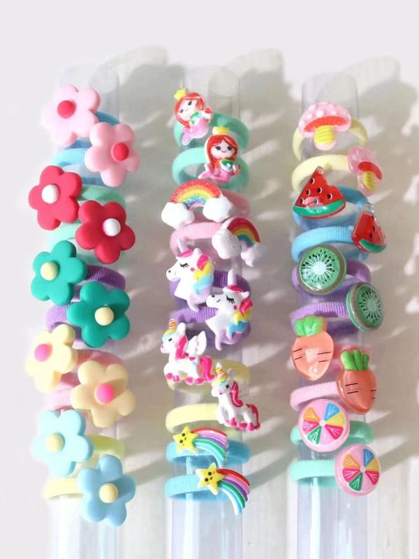 30pcs Baby Hair Band Cartoon Towel Ring Girls Hair Tie Leather Band Does Not Hurt Hair Accessories Children Hair Rope Baby