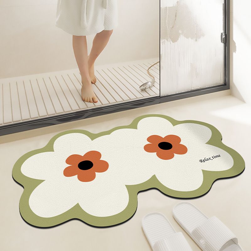 Flower Shape Bathroom Absorbent Floor Mat Washroom Soft Diatom Mud Non-slip Door Mat