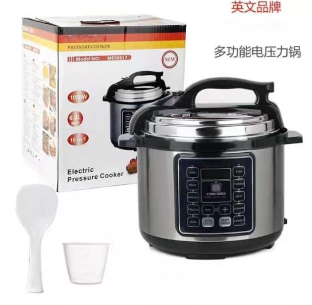 6L Multifunctional Electric Pressure Cooker Digital LED Display Non-Stick Coated Inner Pot Commercial Rice Cooking 10 IN 1 1050W - MES6817