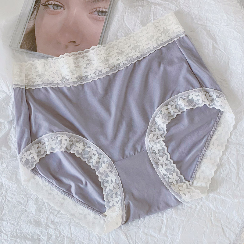 women's antibacterial bottom design panties covering hip nude lace briefs girl shorts 3pcs set