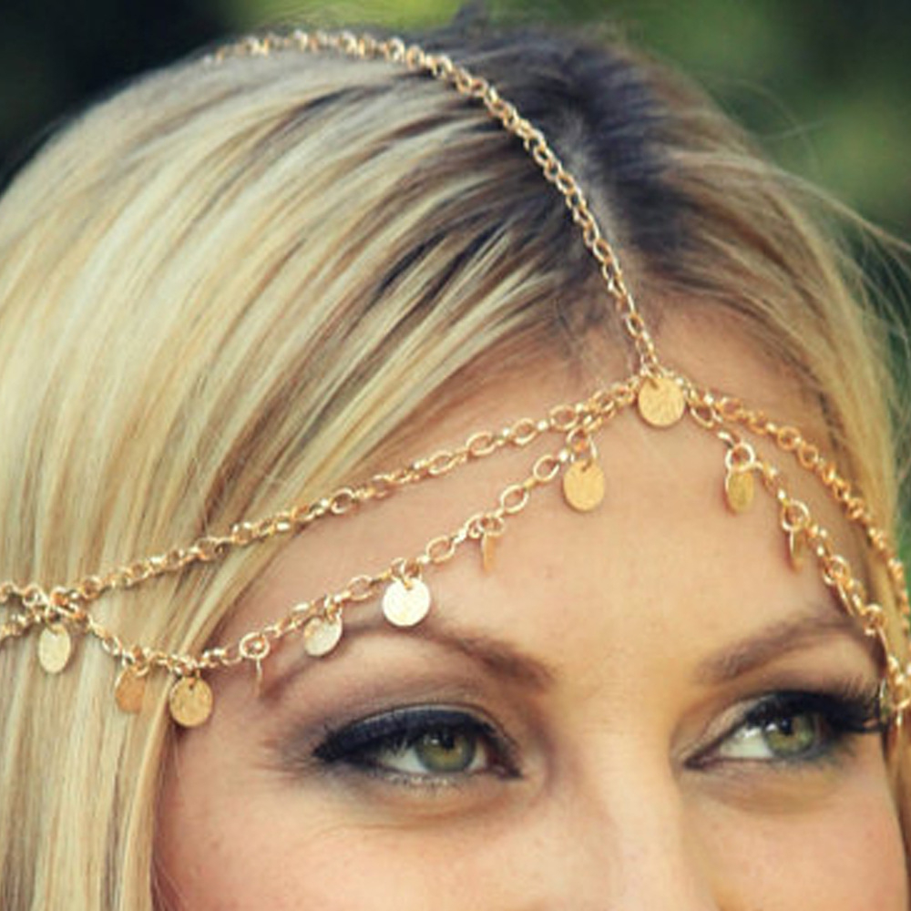 ZW588 Women's New Wave Tassel Headwear Circular Chain Hair Ornament