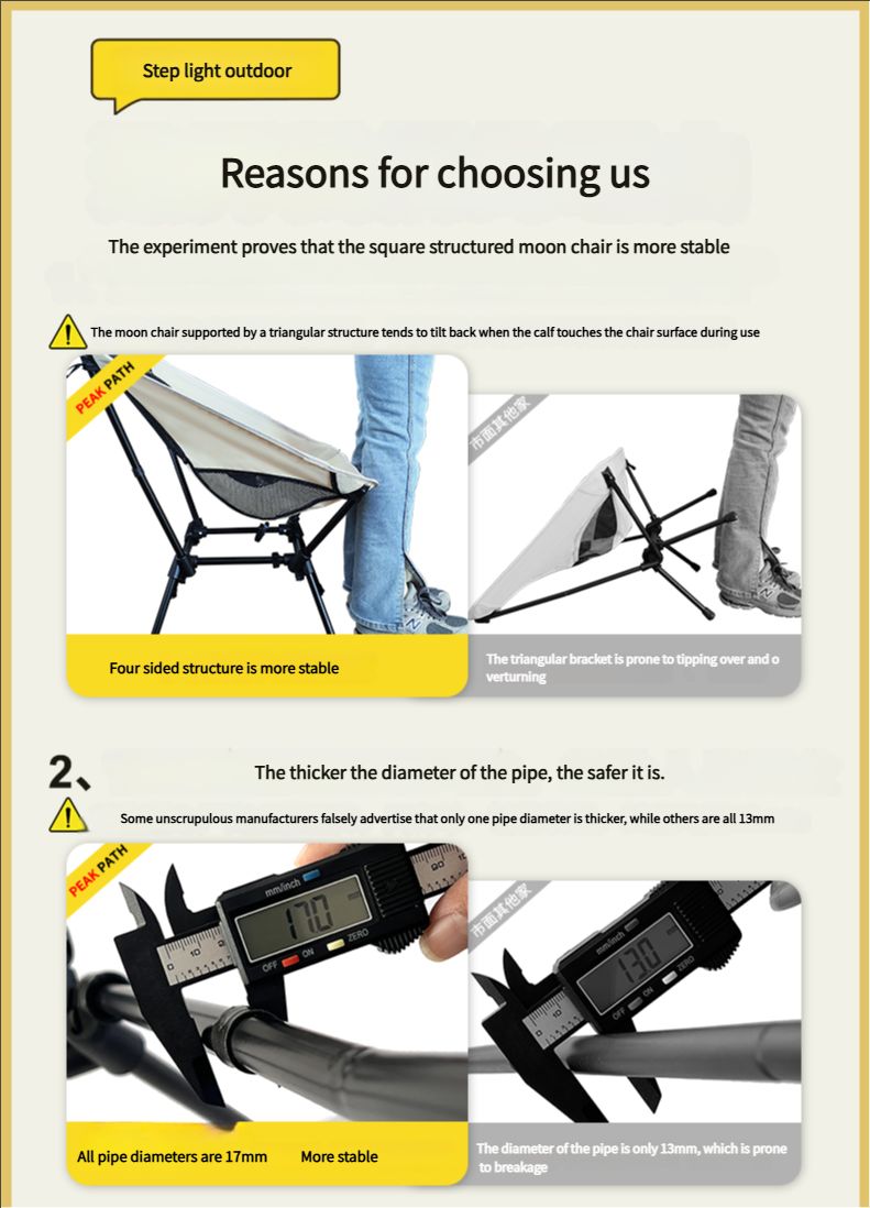 Buqing Lightweight Moon Chair, Lightweight Outdoor Folding Chair, Portable Camping Stool, Leisure Reclining Fishing Chair, Small Folding Stool