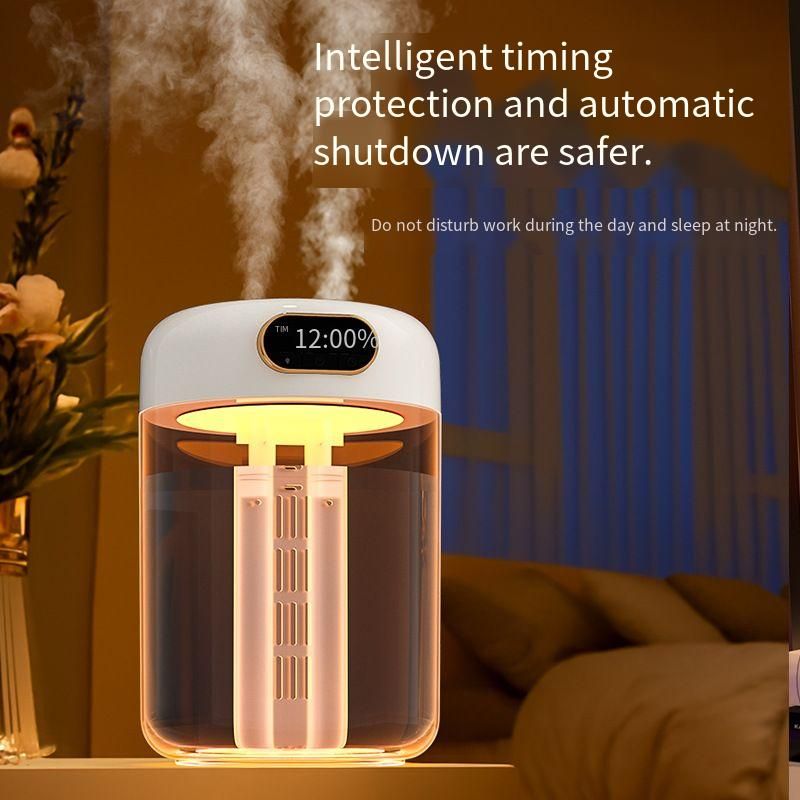 3L Large Capacity Humidifier with 7-Color Night Light, Dual Nozzle Cool Mist Humidifier, USB Type-C Powered, 2 Modes, Quiet Operation for Bedroom, Office, Home
