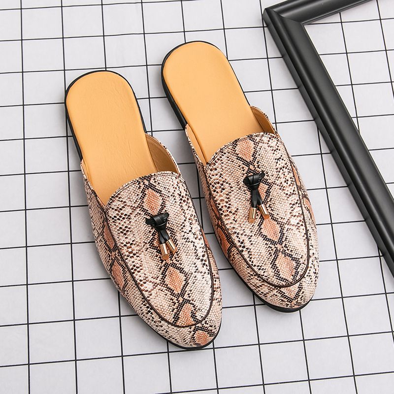 Youth Men Leisure Cool Mules Man Summer Slippers Fashion Casual Leather Loafers Flats Shoes Pu Breathable Slip On Footwears For